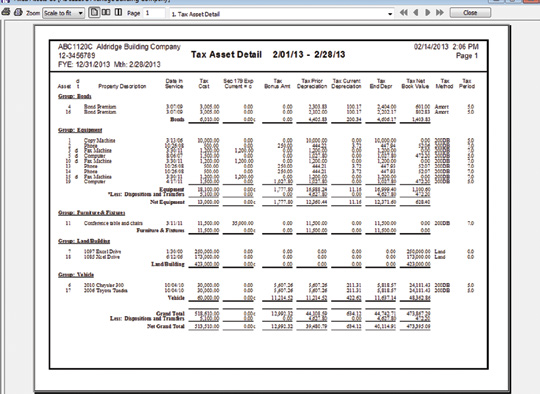 screenshot of Fixed Assets CS